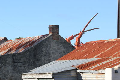 Roof of building against clear sky