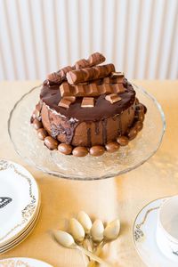 Close-up of chocolate cake on table