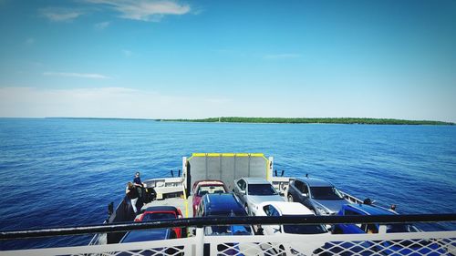 Scenic view of sea against blue sky