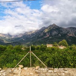 Scenic view of landscape and mountains against sky