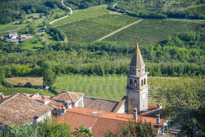 High angle view of old churchg