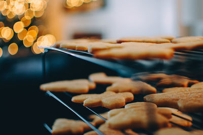 Close-up of cookies on cooling rack