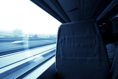 Train passing through window