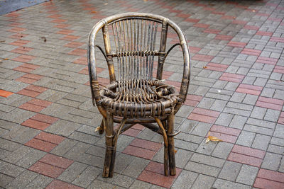 Wicker chair made by hand. a comfortable armchair made of wood for a long time. rare furniture. 