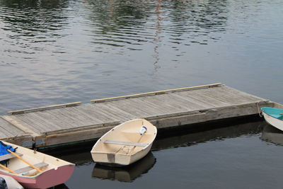 High angle view of pier on lake