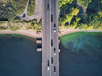 High angle view of bridge over river