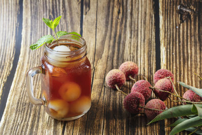 Variety of mixed tropical juice and smoothie