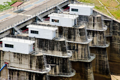 High angle view of buildings in city