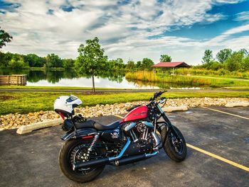 Side view of motorcycle on road