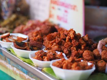 Close-up of food in market stall