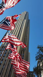 Low angle view of buildings against clear sky