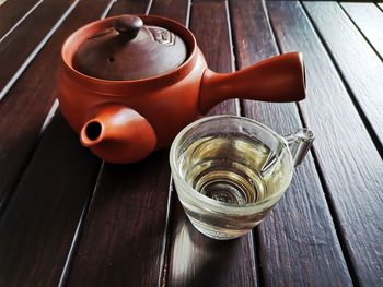 High angle view of tea on table
