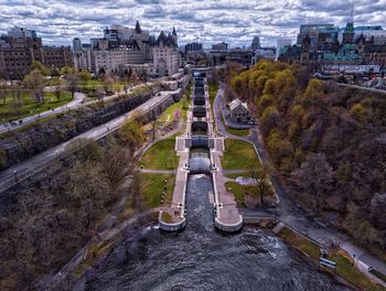 Rideau canal ottawa on canada boat locks next to the parliament builds