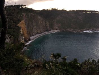 Scenic view of sea and mountains