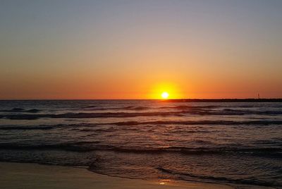 Scenic view of sea at sunset