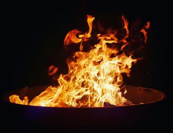 Burning fire at night