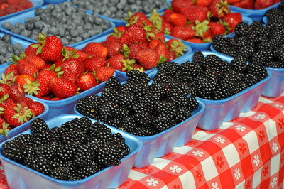 High angle view of fruits for sale in market