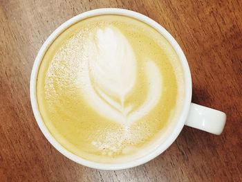 High angle view of coffee on table