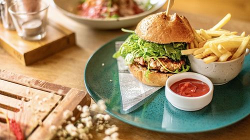 Close-up of food on table