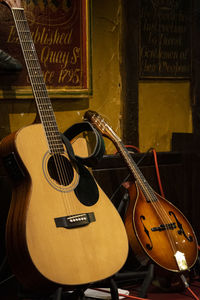 High angle view of guitar