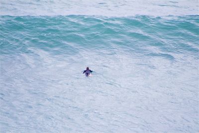 High angle view of person in sea