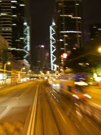 Light trails on road at night