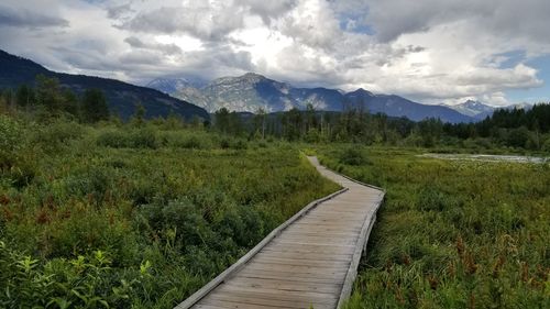 Scenic view of mountains against sky