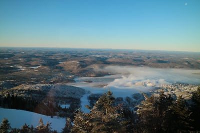 High angle view of landscape against clear sky