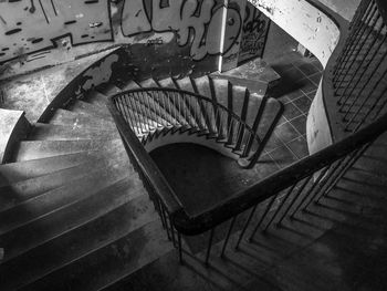 High angle view of spiral stairs