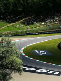 High angle view of cars on road