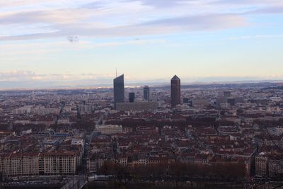 Aerial view of buildings in city