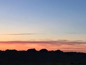 Scenic view of silhouette mountains against sky at sunset