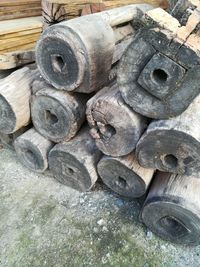 Close-up of stack of wood