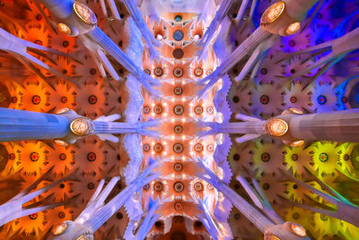 Low angle view of illuminated ceiling