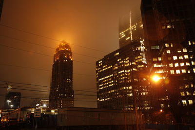 City lit up at night