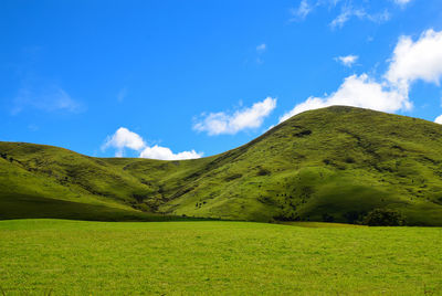 Scenic view of green landscape against sky