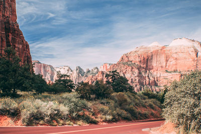 View of trees on rock formation