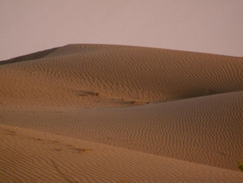 Sand dunes in desert against clear sky