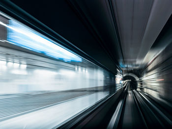 Blurred motion of escalator