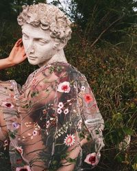 Close-up of human statue in park