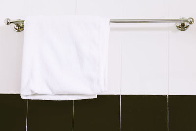 Close-up of towel hanging in bathroom