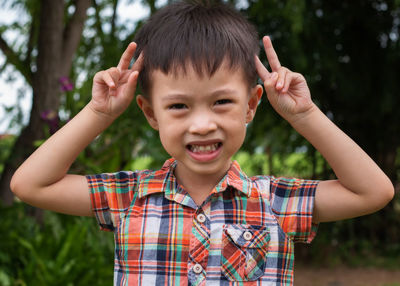 Portrait of cute boy smiling