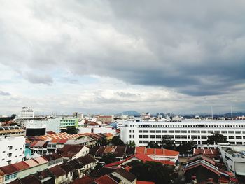 High angle view of buildings in city