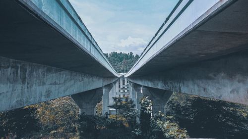 Bridge against sky in city