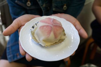 Midsection of person holding ice cream