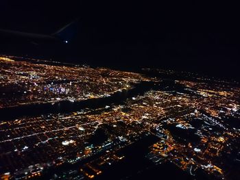 Aerial view of city at night