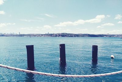 Scenic view of sea against cloudy sky