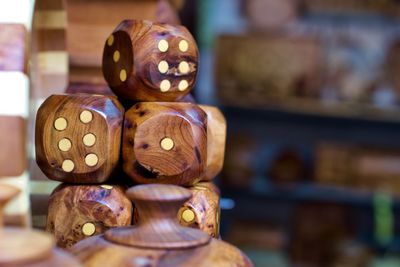 Close-up of wooden dices