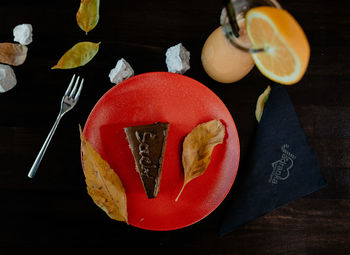 High angle view of fruits on table