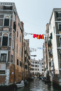 Low angle view of buildings in city against sky